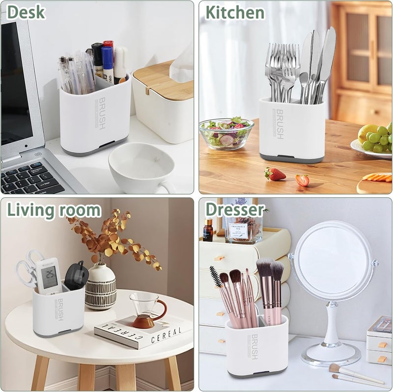 Chintu Toothbrush and Toothpaste Holder with Divider for Bathroom Countertop Organizer, Detachable for Easy Clean,Electric Toothbrush Holders Storage Caddy for Family (White/Gray) - Image 4